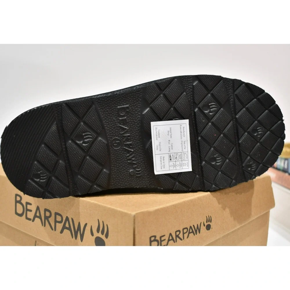 Bearpaw Tabitha Youth Slippers Size 5 Black Gray Chevron 2973Y NIB